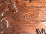 Wooden Relief of Indian, Horse and Buffalo